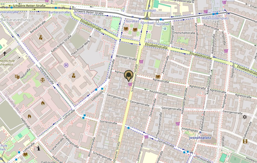 Karte mit dem Standort des Salons in der Schleißheimer Straße 87, München-Schwabing